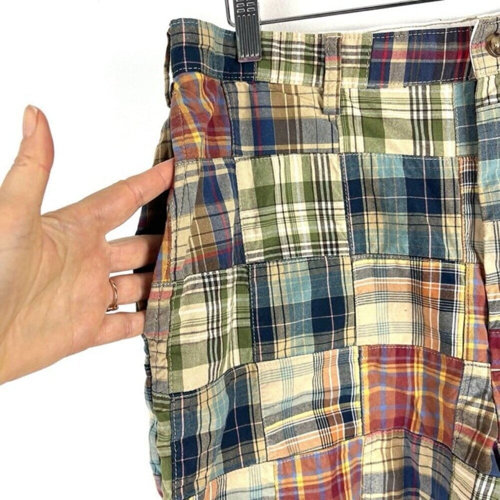 Vintage JOS A BANK‎ Shorts Men’s Sz 36 Madras Patchwork Multicolor Plaid Preppy - Picture 2 of 11